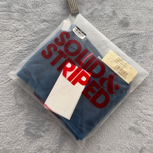 SOLID & STRIPED The Annabelle Velvet Bandeau Bikini Top Size Large.Aqua NWT 0099 - Picture 4 of 8